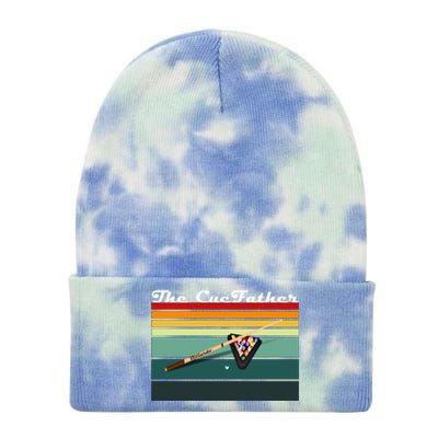 Father's Day The Cue Father Fantasy Billiards Funny Pool Billiards Gift For Dad Tie Dye 12in Knit Beanie