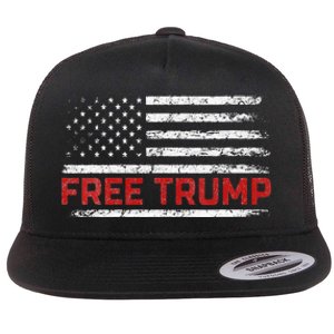 Free Donald Trump Republican Support Pro Trump American Flag Flat Bill Trucker Hat