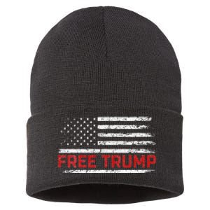 Free Donald Trump Republican Support Pro Trump American Flag Sustainable Knit Beanie