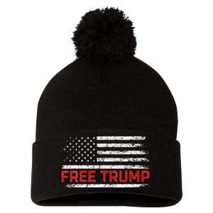 Free Donald Trump Republican Support Pro Trump American Flag Pom Pom 12in Knit Beanie