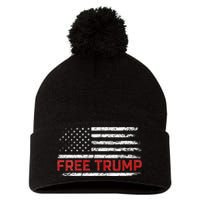 Free Donald Trump Republican Support Pro Trump American Flag Pom Pom 12in Knit Beanie