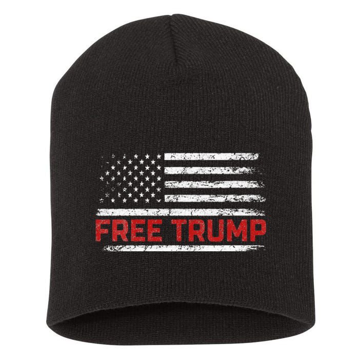 Free Donald Trump Republican Support Pro Trump American Flag Short Acrylic Beanie