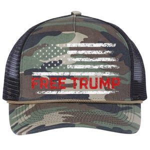 Free Donald Trump Republican Support Pro Trump American Flag Retro Rope Trucker Hat Cap