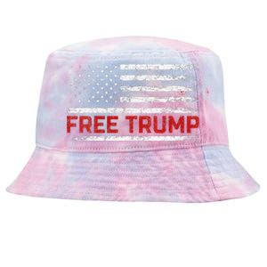 Free Donald Trump Republican Support Pro Trump American Flag Tie-Dyed Bucket Hat