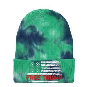 Free Donald Trump Republican Support Pro Trump American Flag Tie Dye 12in Knit Beanie