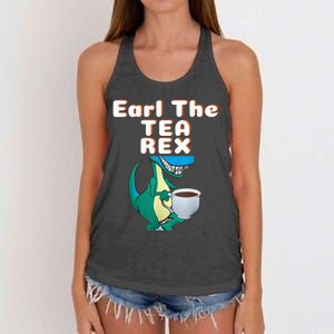 Funny Dinosaur T-Rex Earl The Tea Rex Dino Lovers Gift Idea Women's Knotted Racerback Tank