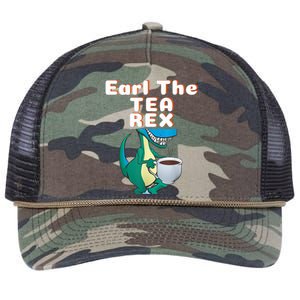 Funny Dinosaur T-Rex Earl The Tea Rex Dino Lovers Gift Idea Retro Rope Trucker Hat Cap