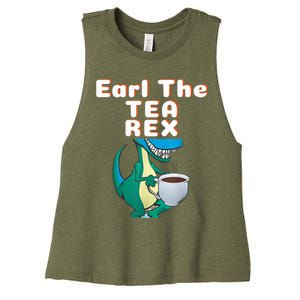 Funny Dinosaur T-Rex Earl The Tea Rex Dino Lovers Gift Idea Women's Racerback Cropped Tank