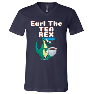 Funny Dinosaur T-Rex Earl The Tea Rex Dino Lovers Gift Idea V-Neck T-Shirt