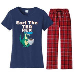 Funny Dinosaur T-Rex Earl The Tea Rex Dino Lovers Gift Idea Women's Flannel Pajama Set