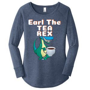 Funny Dinosaur T-Rex Earl The Tea Rex Dino Lovers Gift Idea Women's Perfect Tri Tunic Long Sleeve Shirt