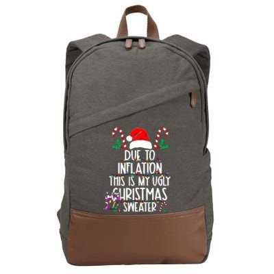 Funny Due To Inflation This Is My Ugly Christmas Sweaters Cotton Canvas Backpack