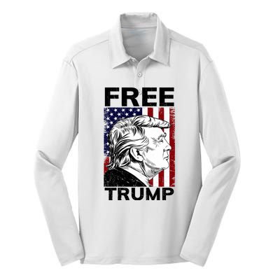 Free Donald Trump Republican Support Silk Touch Performance Long Sleeve Polo