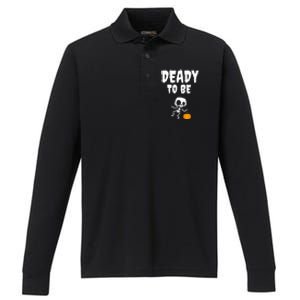 Funny Deady To Be Dad Halloween Pregnancy Announcement Performance Long Sleeve Polo