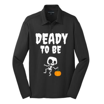 Funny Deady To Be Dad Halloween Pregnancy Announcement Silk Touch Performance Long Sleeve Polo