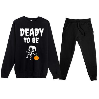 Funny Deady To Be Dad Halloween Pregnancy Announcement Premium Crewneck Sweatsuit Set