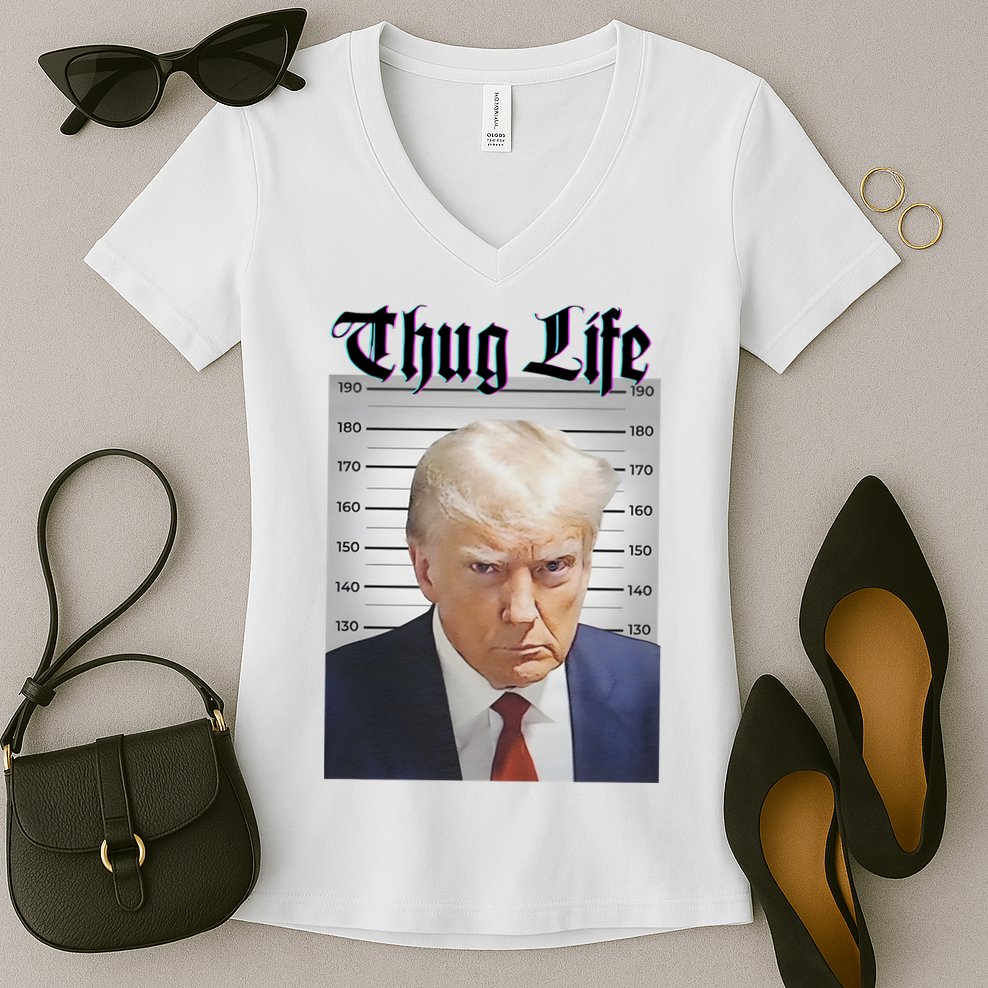 Funny Donald Trump Thug Life Squad Team Women's V-Neck T-Shirt