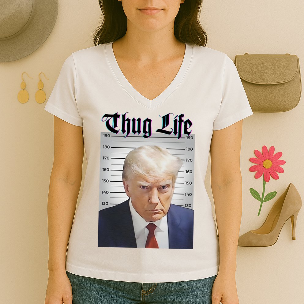 Funny Donald Trump Thug Life Squad Team Women's V-Neck T-Shirt