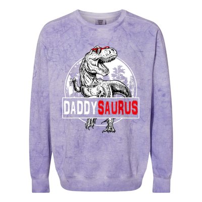 Funny Daddysaurus T Rex Gift Dinosaur Funny DaddySaurus Family Matching Gift Colorblast Crewneck Sweatshirt