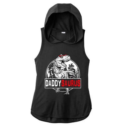 Funny Daddysaurus T Rex Gift Dinosaur Funny DaddySaurus Family Matching Gift Ladies PosiCharge Tri-Blend Wicking Draft Hoodie Tank