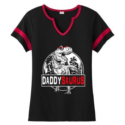 Funny Daddysaurus T Rex Gift Dinosaur Funny DaddySaurus Family Matching Gift Ladies Halftime Notch Neck Tee