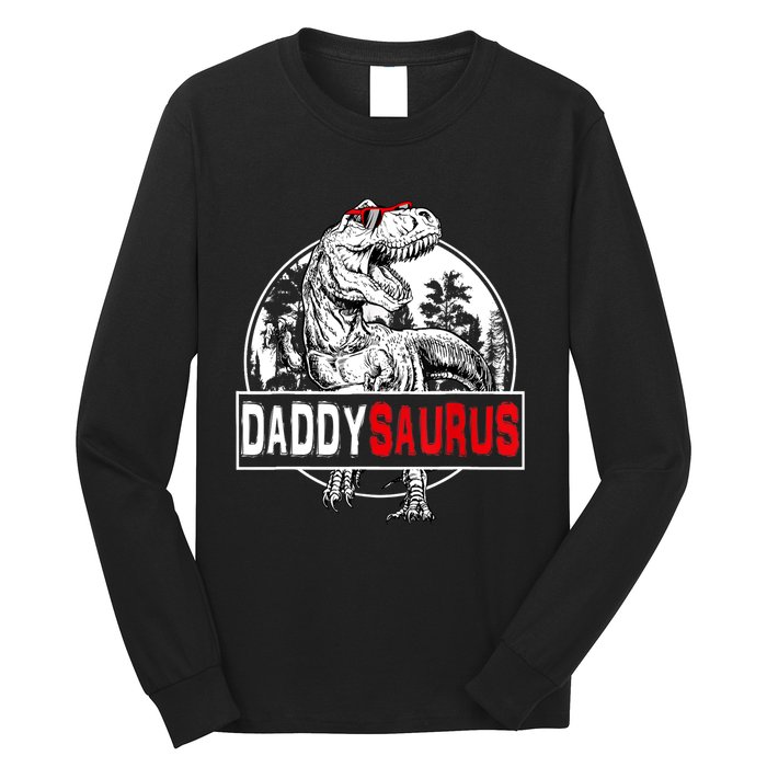 Funny Daddysaurus T Rex Gift Dinosaur Funny DaddySaurus Family Matching Gift Long Sleeve Shirt