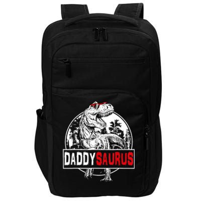 Funny Daddysaurus T Rex Gift Dinosaur Funny DaddySaurus Family Matching Gift Impact Tech Backpack