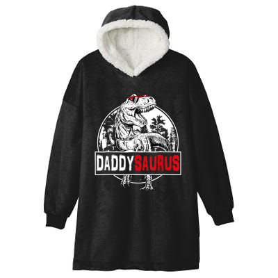 Funny Daddysaurus T Rex Gift Dinosaur Funny DaddySaurus Family Matching Gift Hooded Wearable Blanket