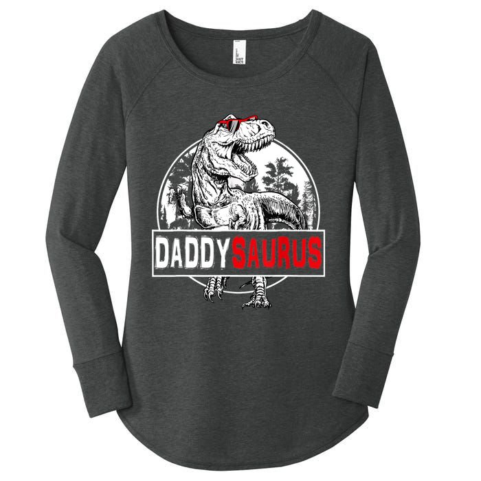 Funny Daddysaurus T Rex Gift Dinosaur Funny DaddySaurus Family Matching Gift Women's Perfect Tri Tunic Long Sleeve Shirt