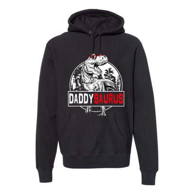 Funny Daddysaurus T Rex Gift Dinosaur Funny DaddySaurus Family Matching Gift Premium Hoodie