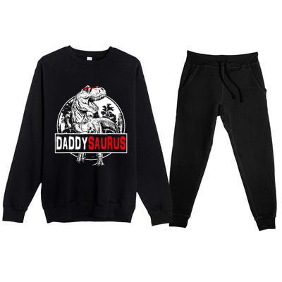 Funny Daddysaurus T Rex Gift Dinosaur Funny DaddySaurus Family Matching Gift Premium Crewneck Sweatsuit Set