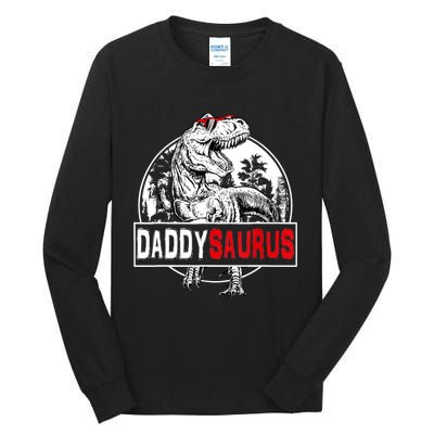 Funny Daddysaurus T Rex Gift Dinosaur Funny DaddySaurus Family Matching Gift Tall Long Sleeve T-Shirt