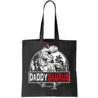 Funny Daddysaurus T Rex Gift Dinosaur Funny DaddySaurus Family Matching Gift Tote Bag