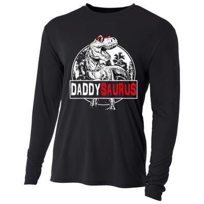 Funny Daddysaurus T Rex Gift Dinosaur Funny DaddySaurus Family Matching Gift Cooling Performance Long Sleeve Crew