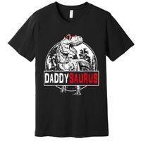 Funny Daddysaurus T Rex Gift Dinosaur Funny DaddySaurus Family Matching Gift Premium T-Shirt