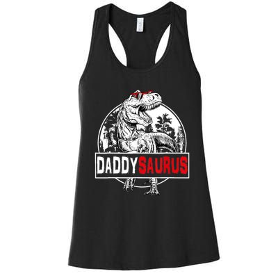 Funny Daddysaurus T Rex Gift Dinosaur Funny DaddySaurus Family Matching Gift Women's Racerback Tank