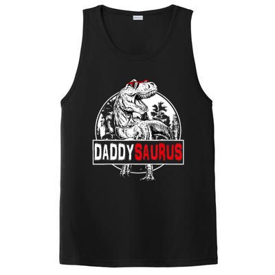 Funny Daddysaurus T Rex Gift Dinosaur Funny DaddySaurus Family Matching Gift PosiCharge Competitor Tank