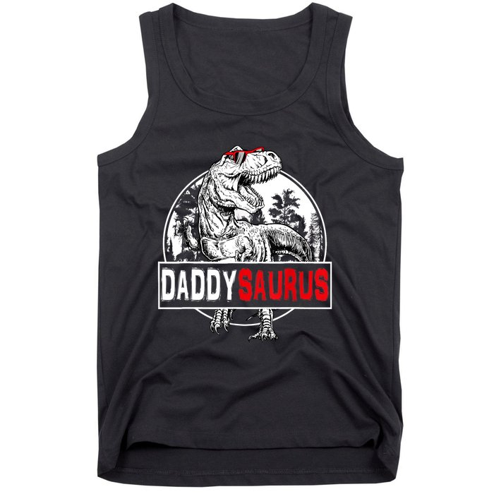 Funny Daddysaurus T Rex Gift Dinosaur Funny DaddySaurus Family Matching Gift Tank Top