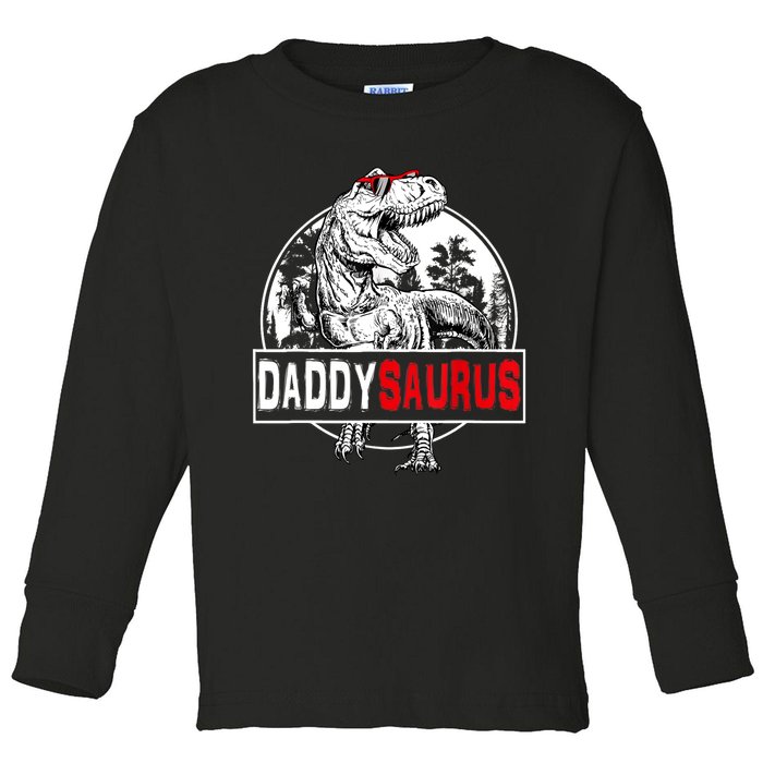 Funny Daddysaurus T Rex Gift Dinosaur Funny DaddySaurus Family Matching Gift Toddler Long Sleeve Shirt