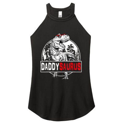 Funny Daddysaurus T Rex Gift Dinosaur Funny DaddySaurus Family Matching Gift Women's Perfect Tri Rocker Tank