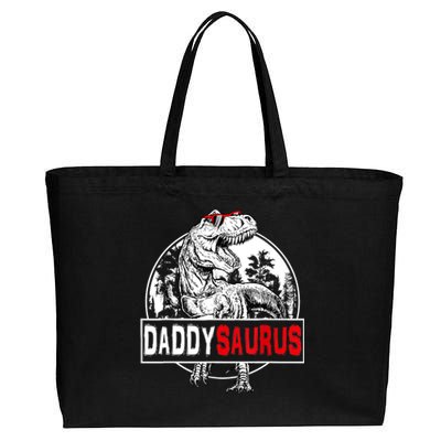 Funny Daddysaurus T Rex Gift Dinosaur Funny DaddySaurus Family Matching Gift Cotton Canvas Jumbo Tote