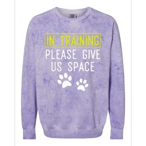 Funny Dog Trainer In Training Please Give Us Space Colorblast Crewneck Sweatshirt