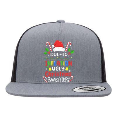 Funny Due to Inflation Ugly Christmas Sweaters Flat Bill Trucker Hat