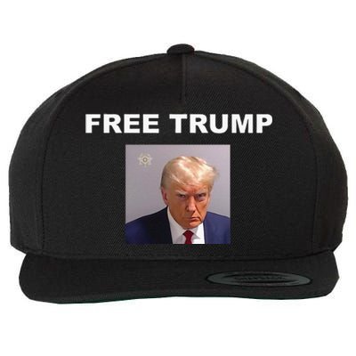 Free Donald Trump Mug Shot Republican President MAGA 2024 Wool Snapback Cap