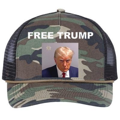 Free Donald Trump Mug Shot Republican President MAGA 2024 Retro Rope Trucker Hat Cap