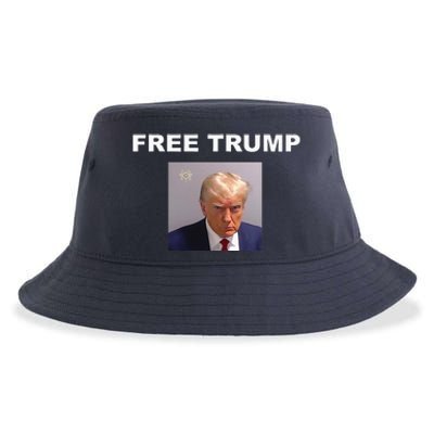 Free Donald Trump Mug Shot Republican President MAGA 2024 Sustainable Bucket Hat