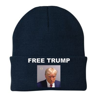 Free Donald Trump Mug Shot Republican President MAGA 2024 Knit Cap Winter Beanie