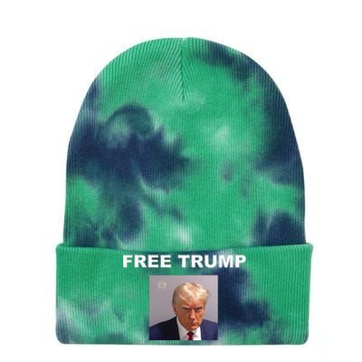 Free Donald Trump Mug Shot Republican President MAGA 2024 Tie Dye 12in Knit Beanie