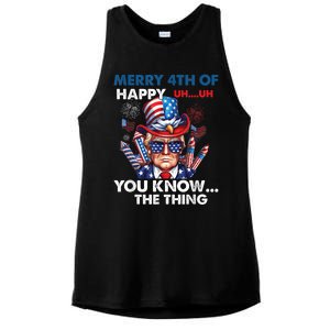 Funny Donald Trump Merry 4th Of You Know The Thing 4th July Ladies PosiCharge Tri-Blend Wicking Tank