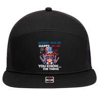 Funny Donald Trump Merry 4th Of You Know The Thing 4th July 7 Panel Mesh Trucker Snapback Hat